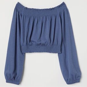 H&M Off the Shoulder Crop Top in Blue
